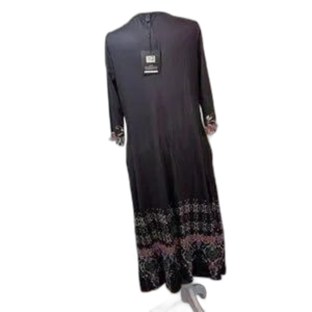 Just Fashion Now Dress Blue Floral Multi Border Size L - Picture 5 of 7